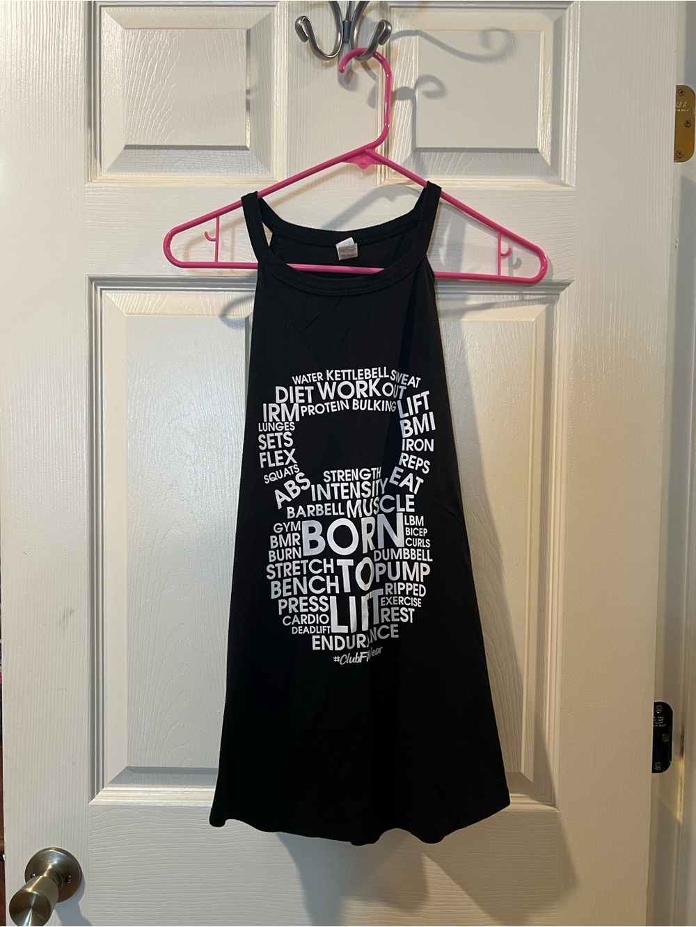 Black Graphic Fitness Tank Top - White Text